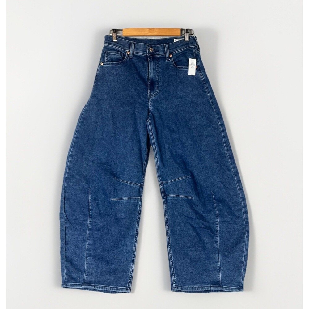 New GAP Horseshoe High Rise Jeans Womens 26/2R Barrel Cotton Blend